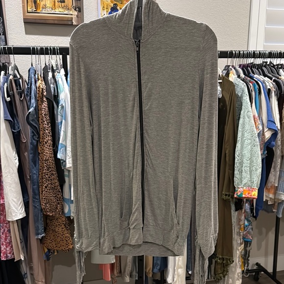 #133 POL Heather Gray Zip-Up Hoodie - Picture 3 of 5